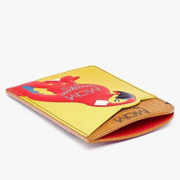 🦜MCM🦜Park N/S Zoo Parrot Card Case in Visetos Leather Mix - Picture 2 of 13